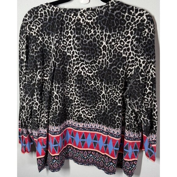 Rafaella Weekend Womens Knit Top 3X Animal Southwest Design Gold Embellishments - Picture 2 of 12
